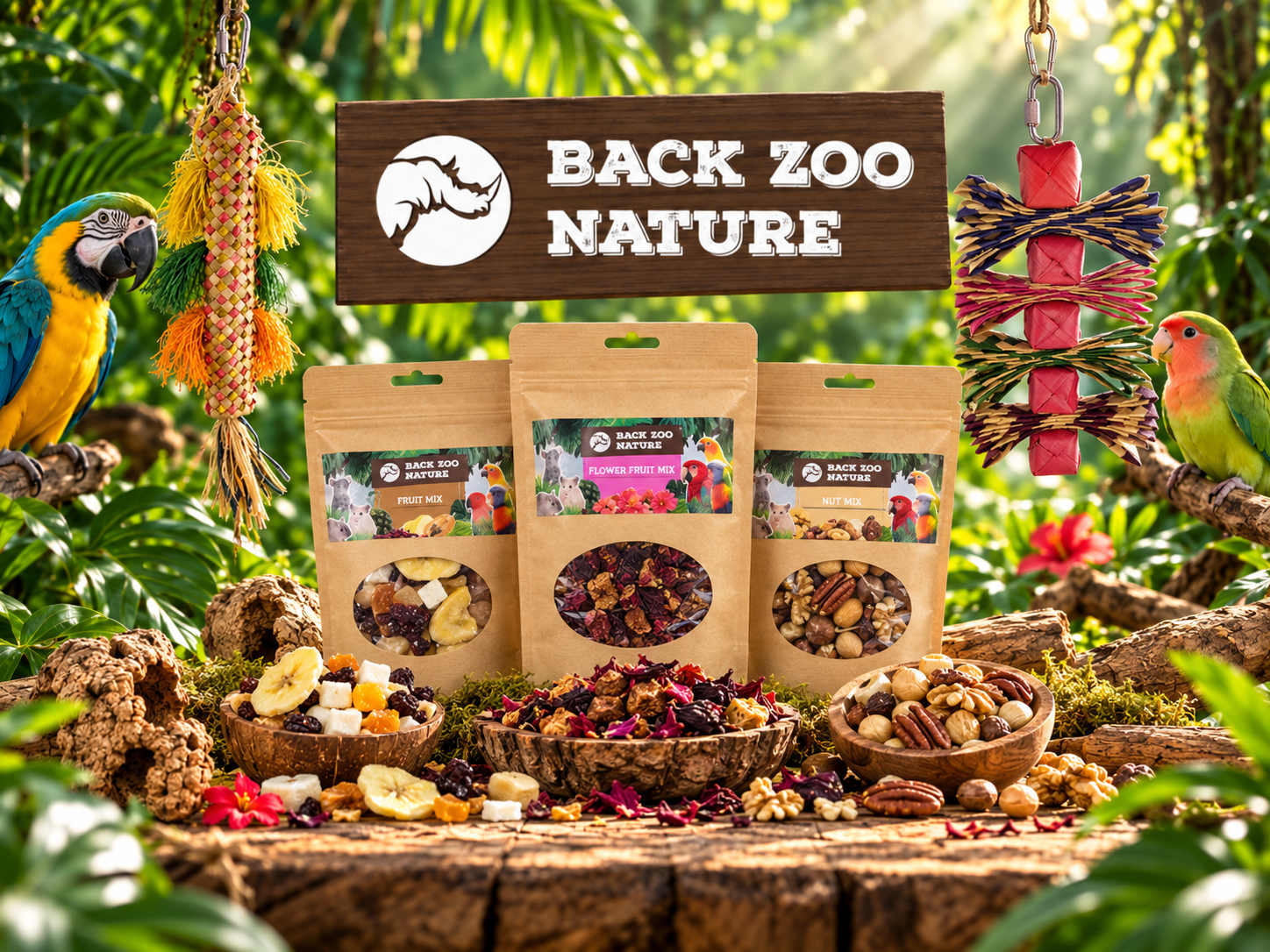 Back Zoo Nature – přírodní hračky, pamlsky a enrichment pro papoušky, králíky a hlodavce
